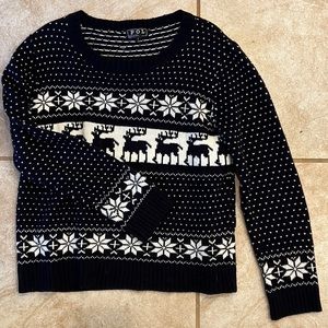 Pol Sweater Pol Navy Nordic Snowflake Deer Ugly Christmas Pullover Sweater sizeL